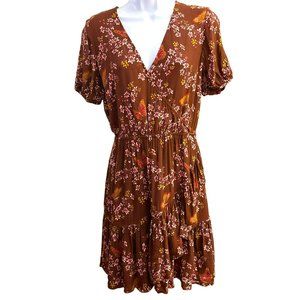Madewell Women's Mini Red Floral Butterfly Above the Knee Dress Size 4 Bohemian